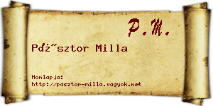 Pásztor Milla névjegykártya